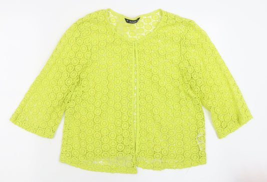 Dunnes Stores Womens Green Crew Neck Floral Cotton Cardigan Jumper Size L