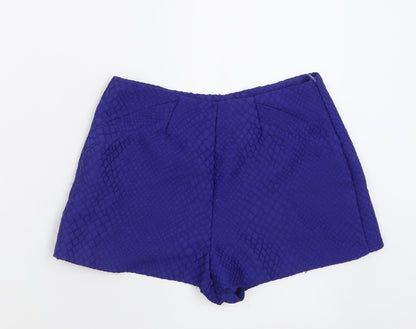 Miss Selfridge Womens Blue  Polyester Boyfriend Shorts Size 8  Regular Zip