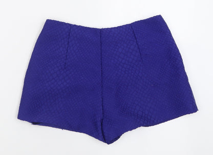 Miss Selfridge Womens Blue  Polyester Boyfriend Shorts Size 8  Regular Zip