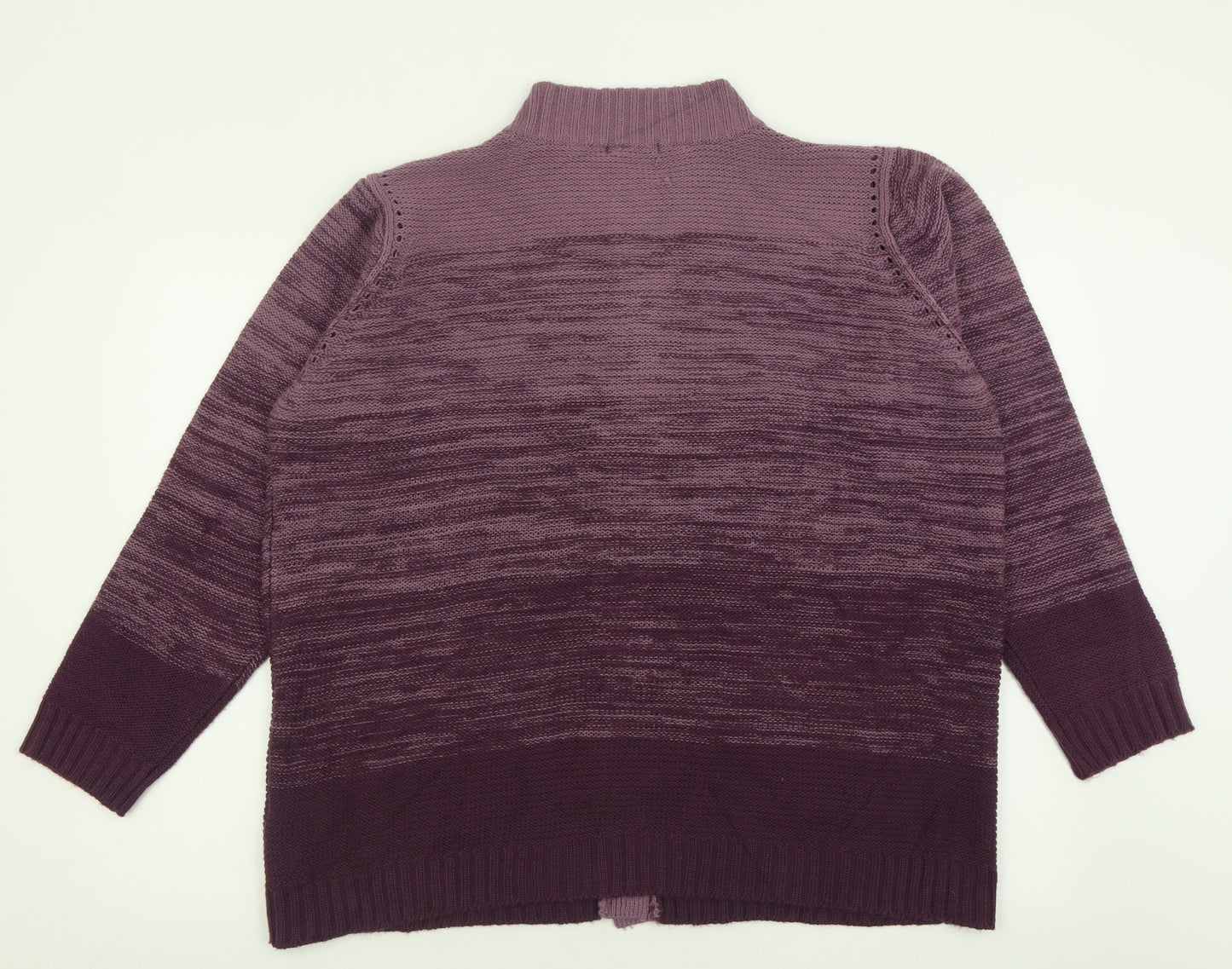 BM Womens Purple High Neck  Acrylic Cardigan Jumper Size XL