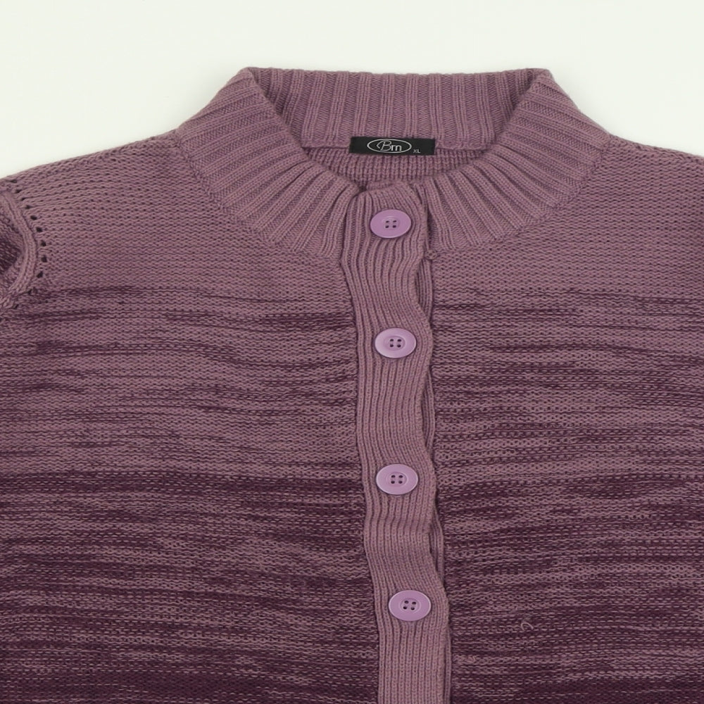 BM Womens Purple High Neck  Acrylic Cardigan Jumper Size XL