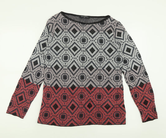 Rinascimento Womens Multicoloured Geometric Viscose Basic T-Shirt Size M Crew Neck