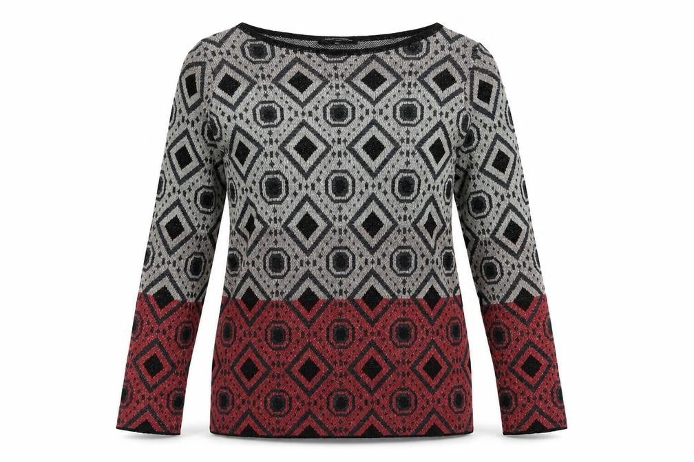 Rinascimento Womens Multicoloured Geometric Viscose Basic T-Shirt Size M Crew Neck