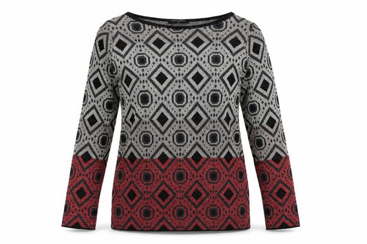 Rinascimento Womens Multicoloured Geometric Viscose Basic T-Shirt Size M Crew Neck