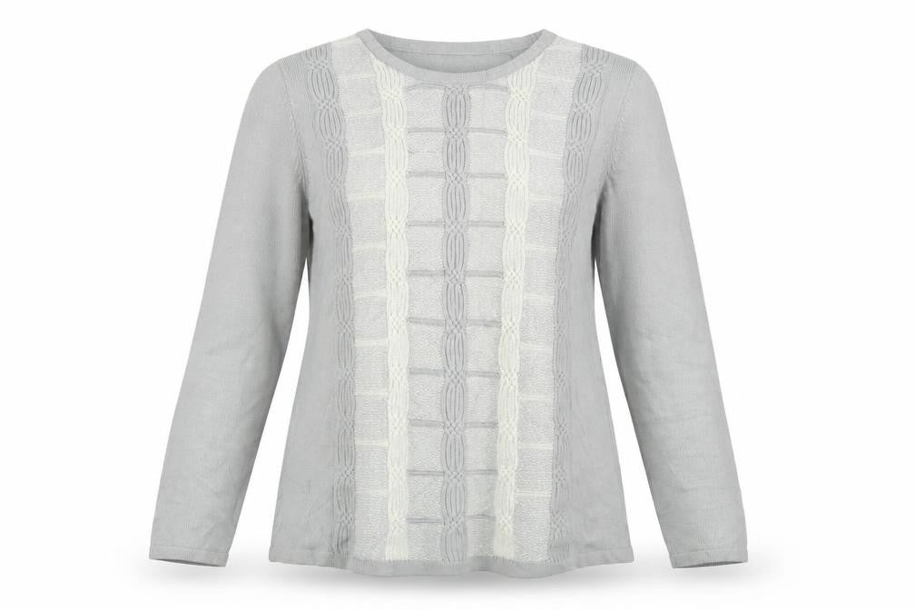 Bonmarché Womens Grey Crew Neck Acrylic Pullover Jumper Size M