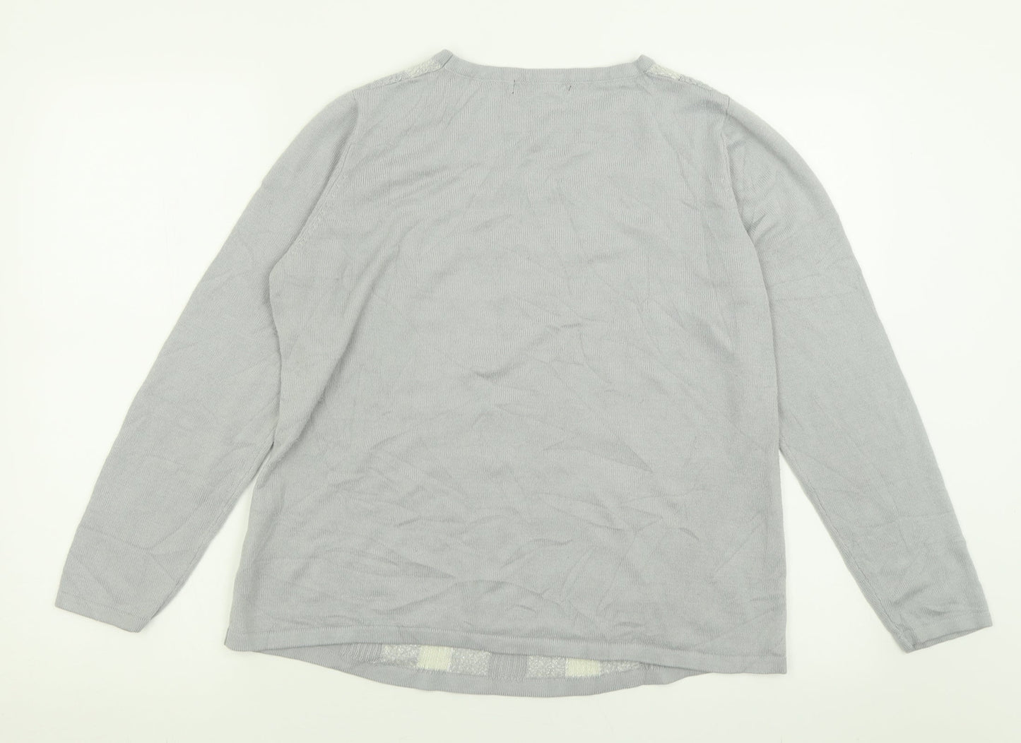 BM collection Womens Grey Crew Neck  Acrylic Pullover Jumper Size M