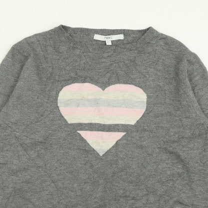 Next Womens Grey Crew Neck  Viscose Pullover Jumper Size XS   - heart