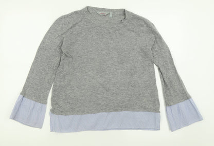 Dorothy Perkins Womens Grey Crew Neck  Acrylic Pullover Jumper Size 8