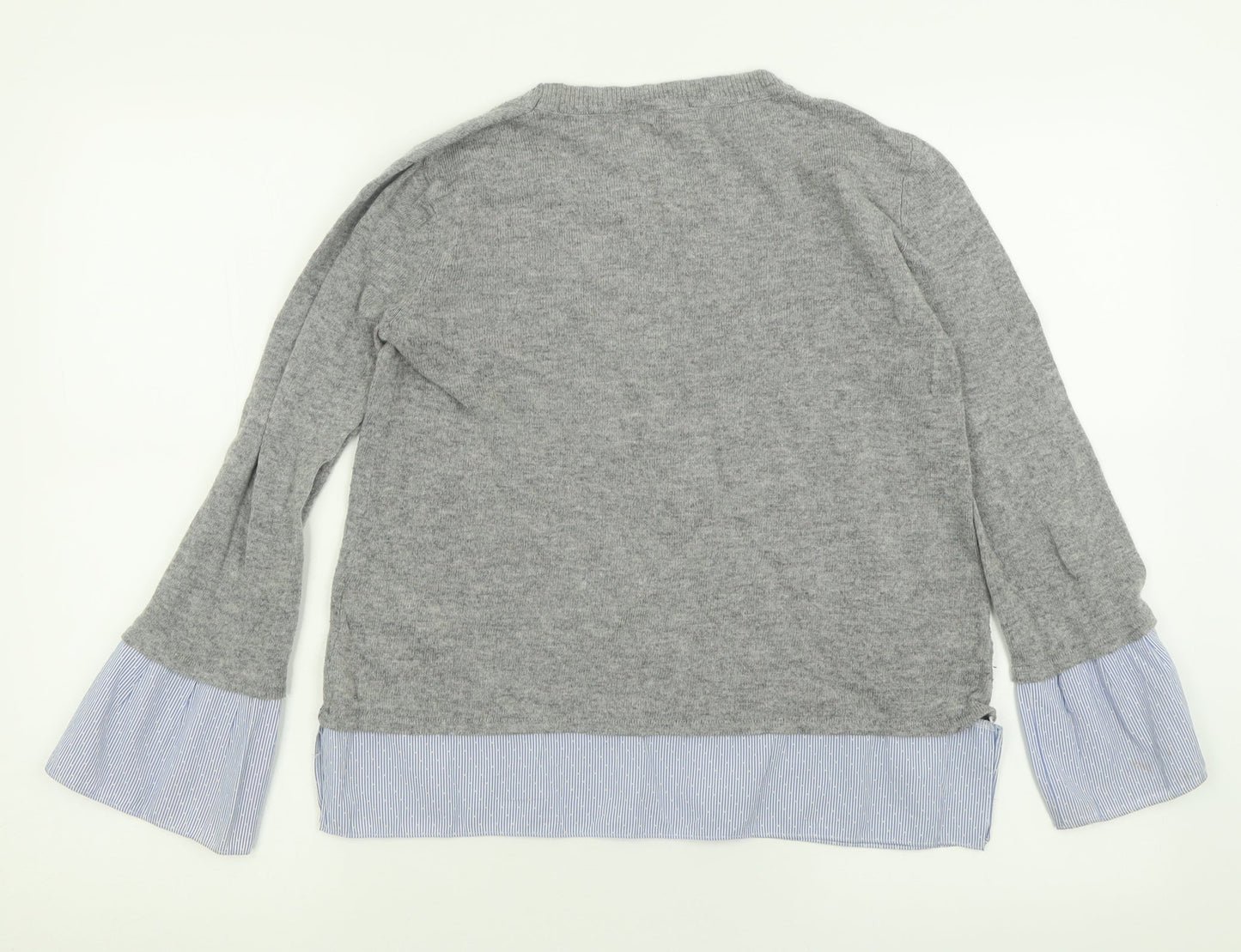 Dorothy Perkins Womens Grey Crew Neck  Acrylic Pullover Jumper Size 8