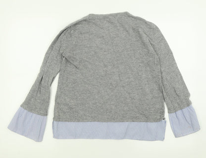 Dorothy Perkins Womens Grey Crew Neck  Acrylic Pullover Jumper Size 8