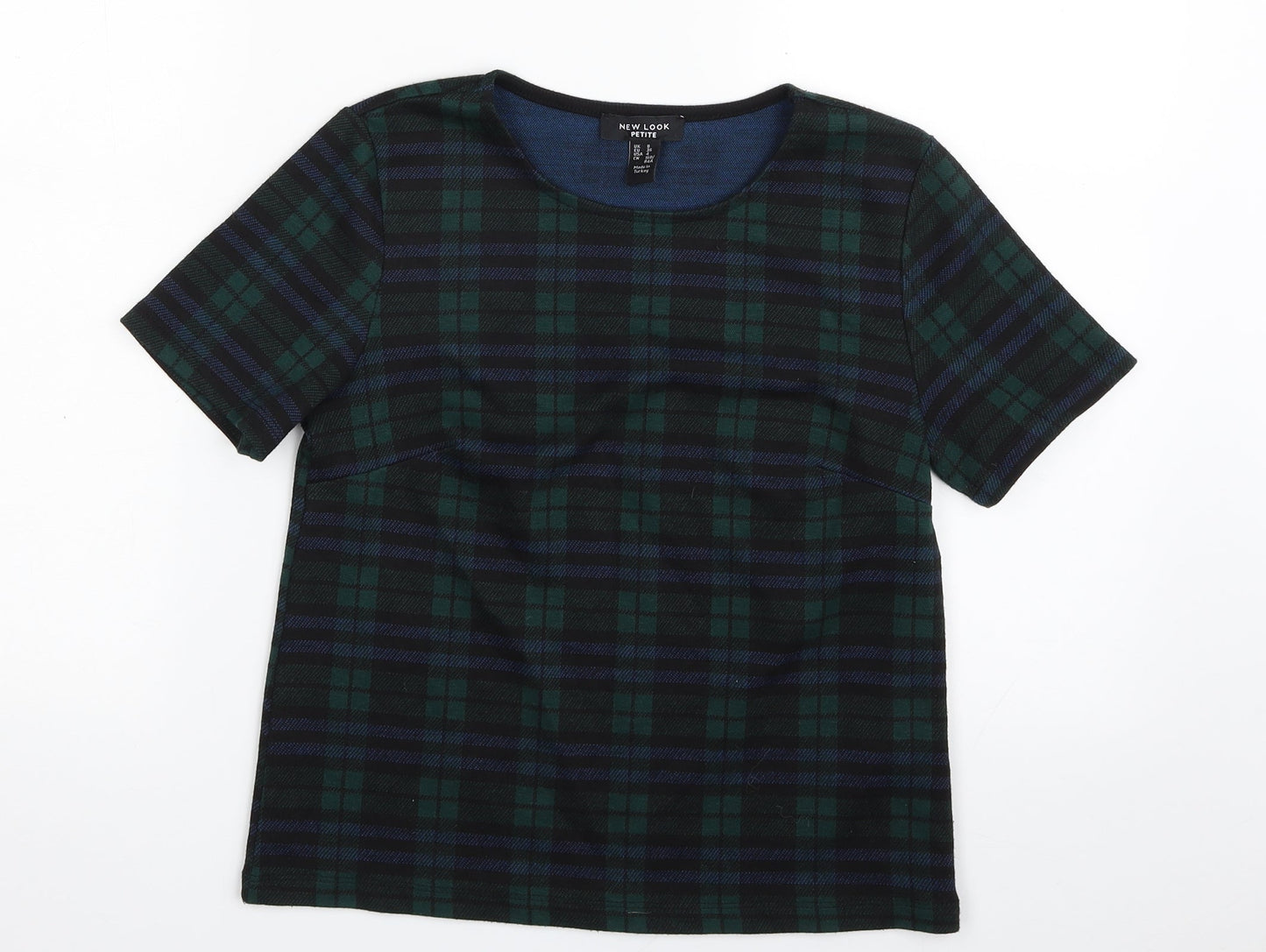 New Look Womens Green Plaid Polyester Pullover Sweatshirt Size 8  Pullover