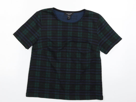 New Look Womens Green Plaid Polyester Pullover Sweatshirt Size 8  Pullover