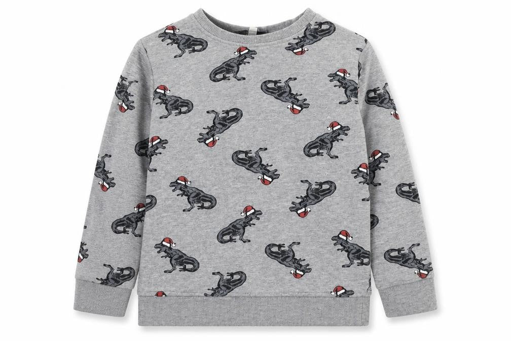 Urban Rascals  Boys Grey  Cotton Pullover Sweatshirt Size 5-6 Years  Pullover - Christmas- Dinosaur