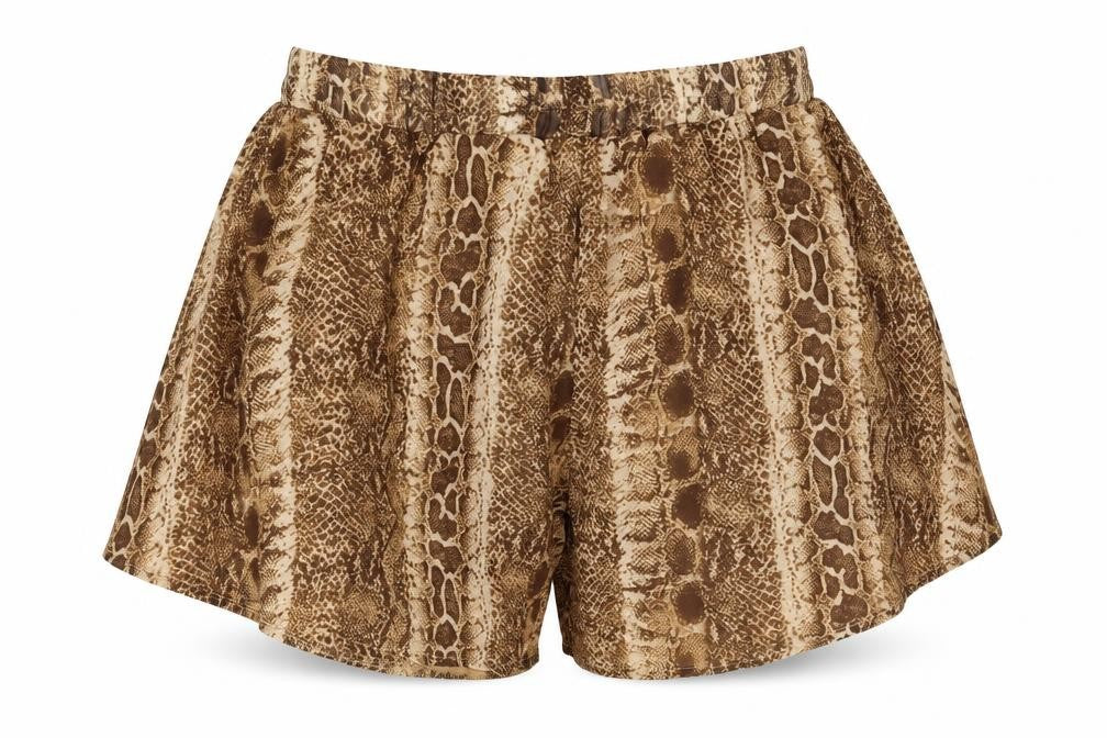 PRETTYLITTLETHING Womens Brown Animal Print Polyester Skimmer Shorts Size 8 L4 in Regular