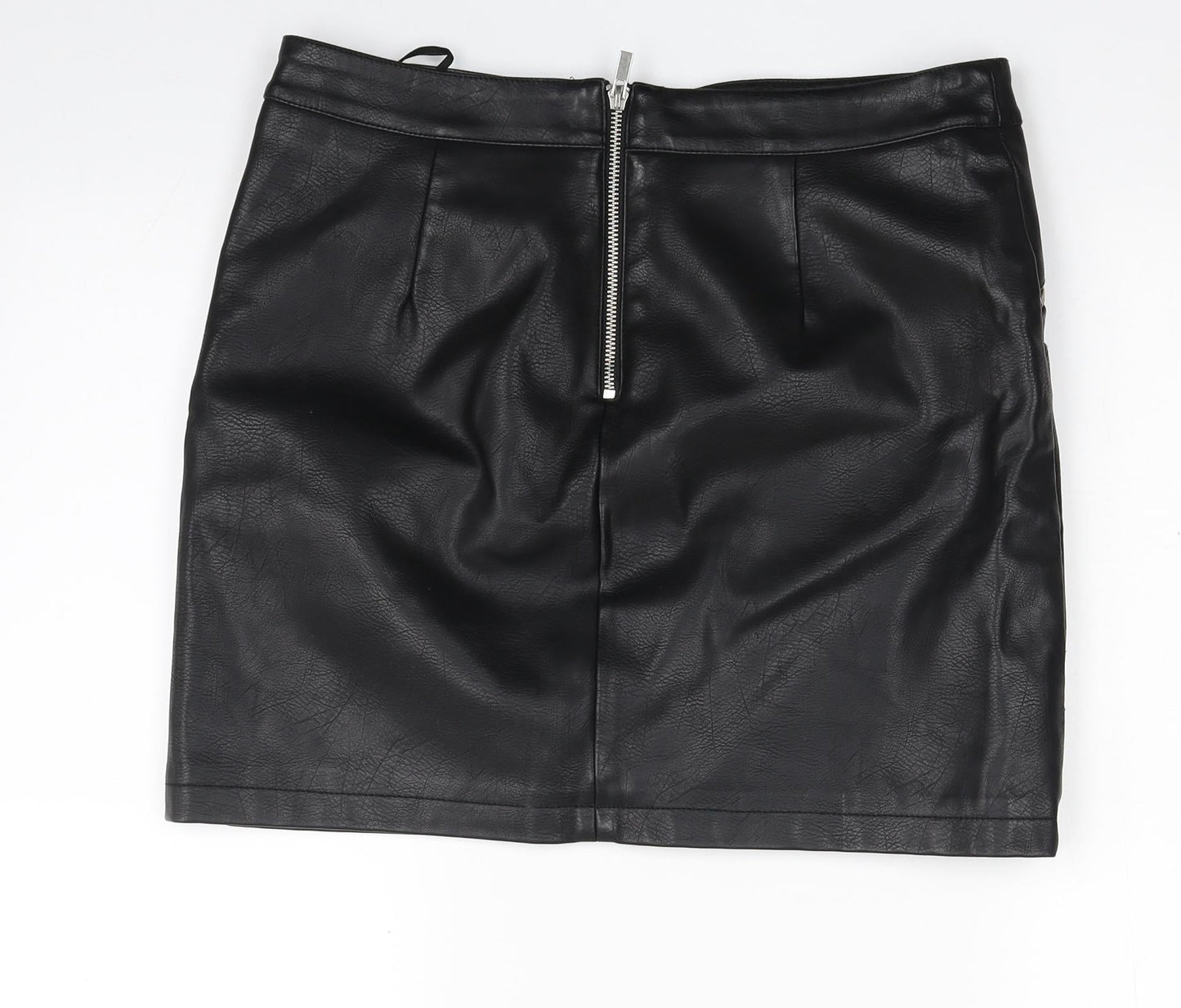 Dorothy Perkins Womens Black  Polyester A-Line Skirt Size 10   Zip
