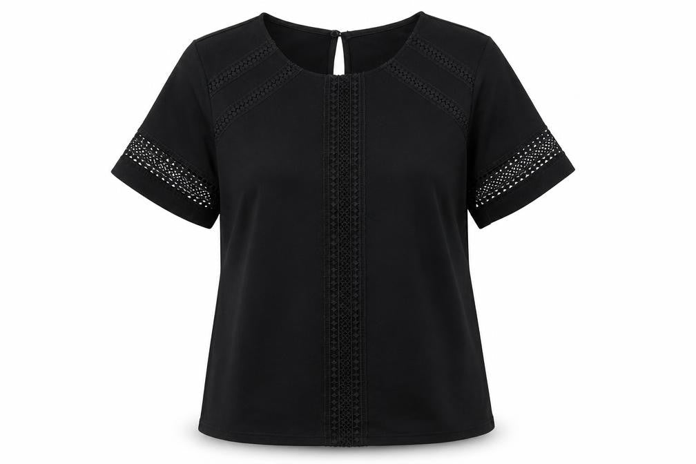H&M Womens Black  Polyester Basic T-Shirt Size S Round Neck