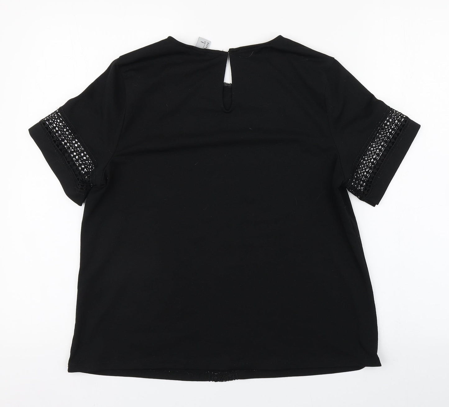 H&M Womens Black  Polyester Basic T-Shirt Size S Round Neck