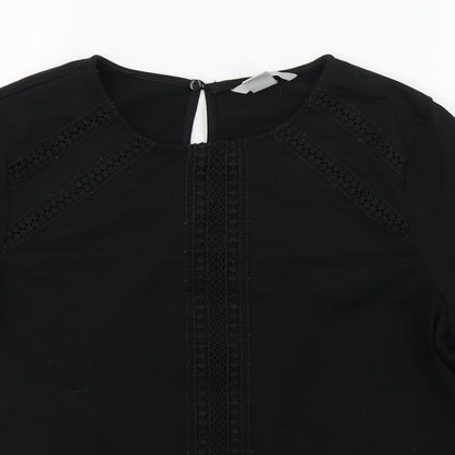 H&M Womens Black  Polyester Basic T-Shirt Size S Round Neck