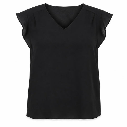 Atmosphere Womens Black  Polyester Basic Blouse Size 10 V-Neck