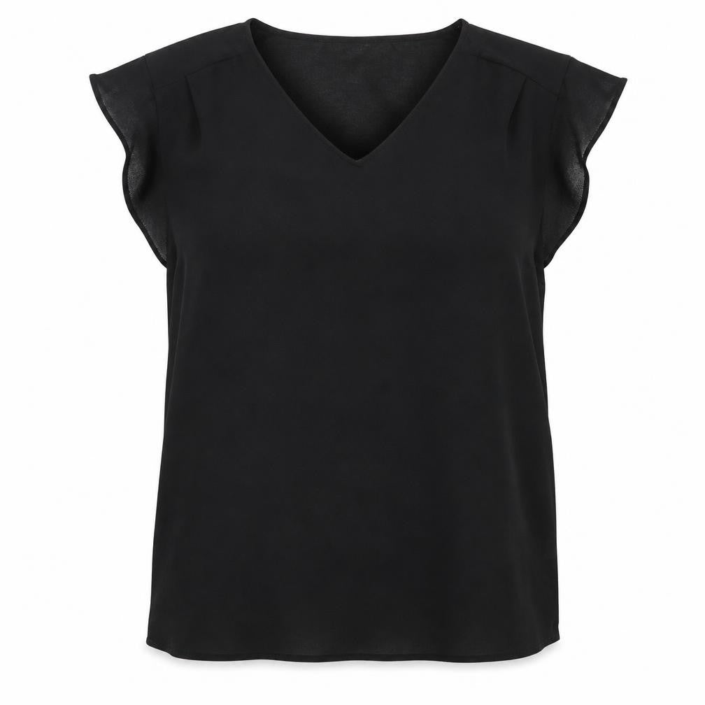 Atmosphere Womens Black  Polyester Basic Blouse Size 10 V-Neck