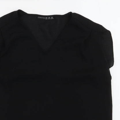 Atmosphere Womens Black  Polyester Basic Blouse Size 10 V-Neck
