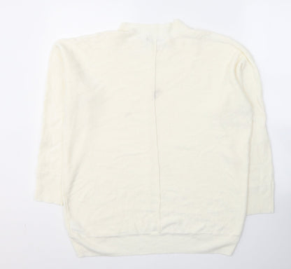 Next Womens Ivory Round Neck  Acrylic Pullover Jumper Size M