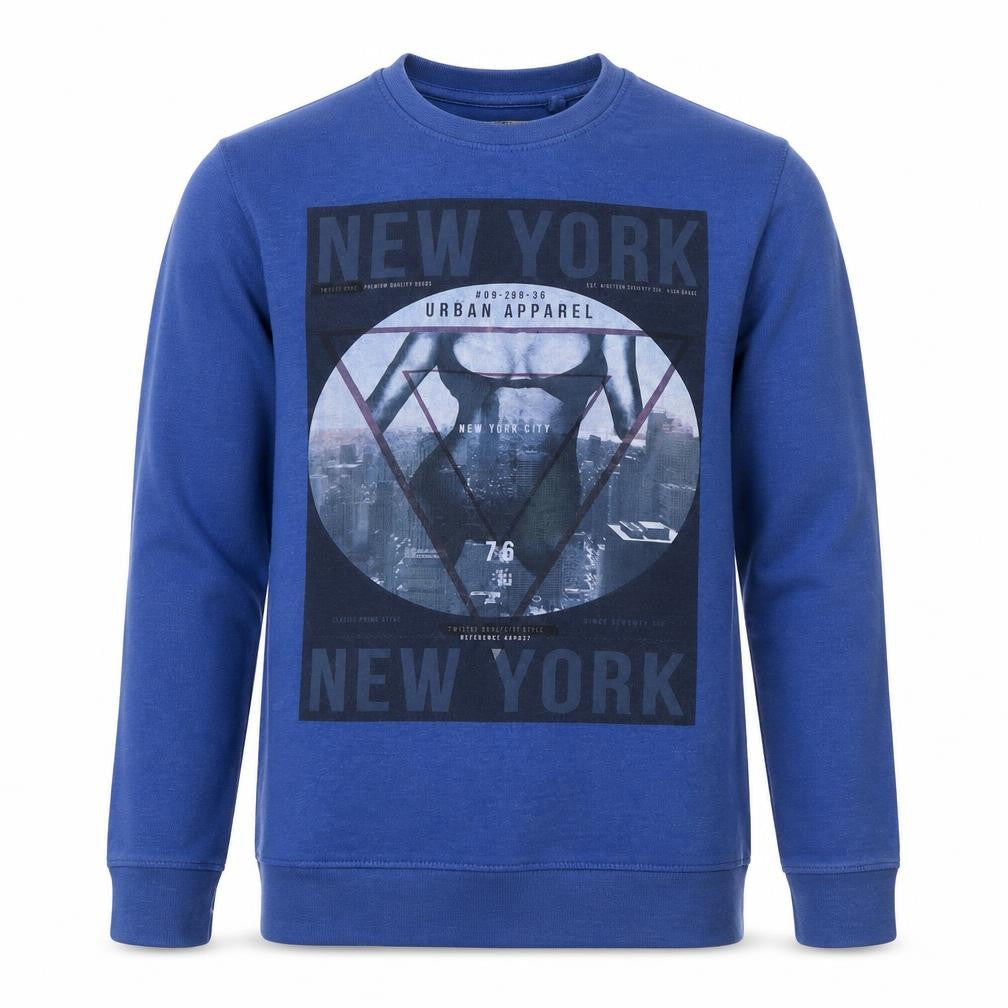 Quality Mens Blue  Cotton Pullover Sweatshirt Size S   - New York