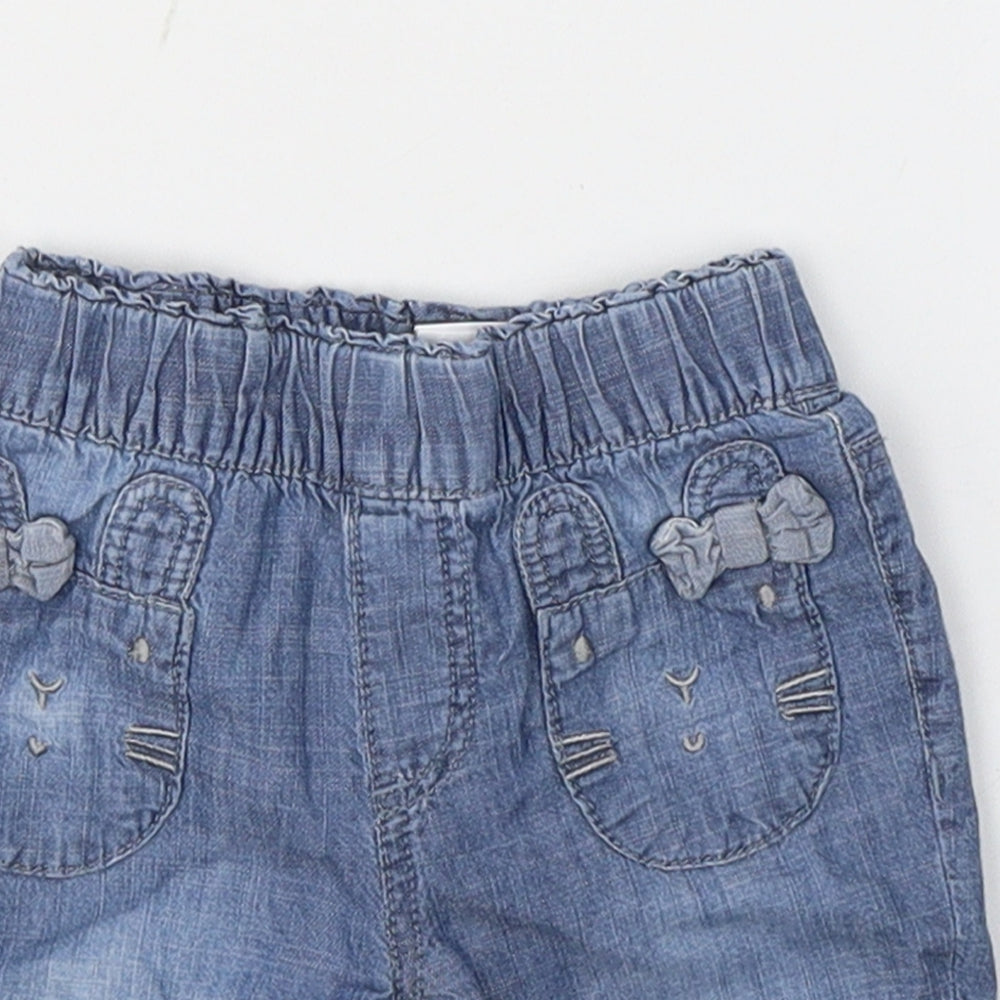 NEXT Girls Blue  Cotton Cropped Jeans Size 0-3 Months  Pullover