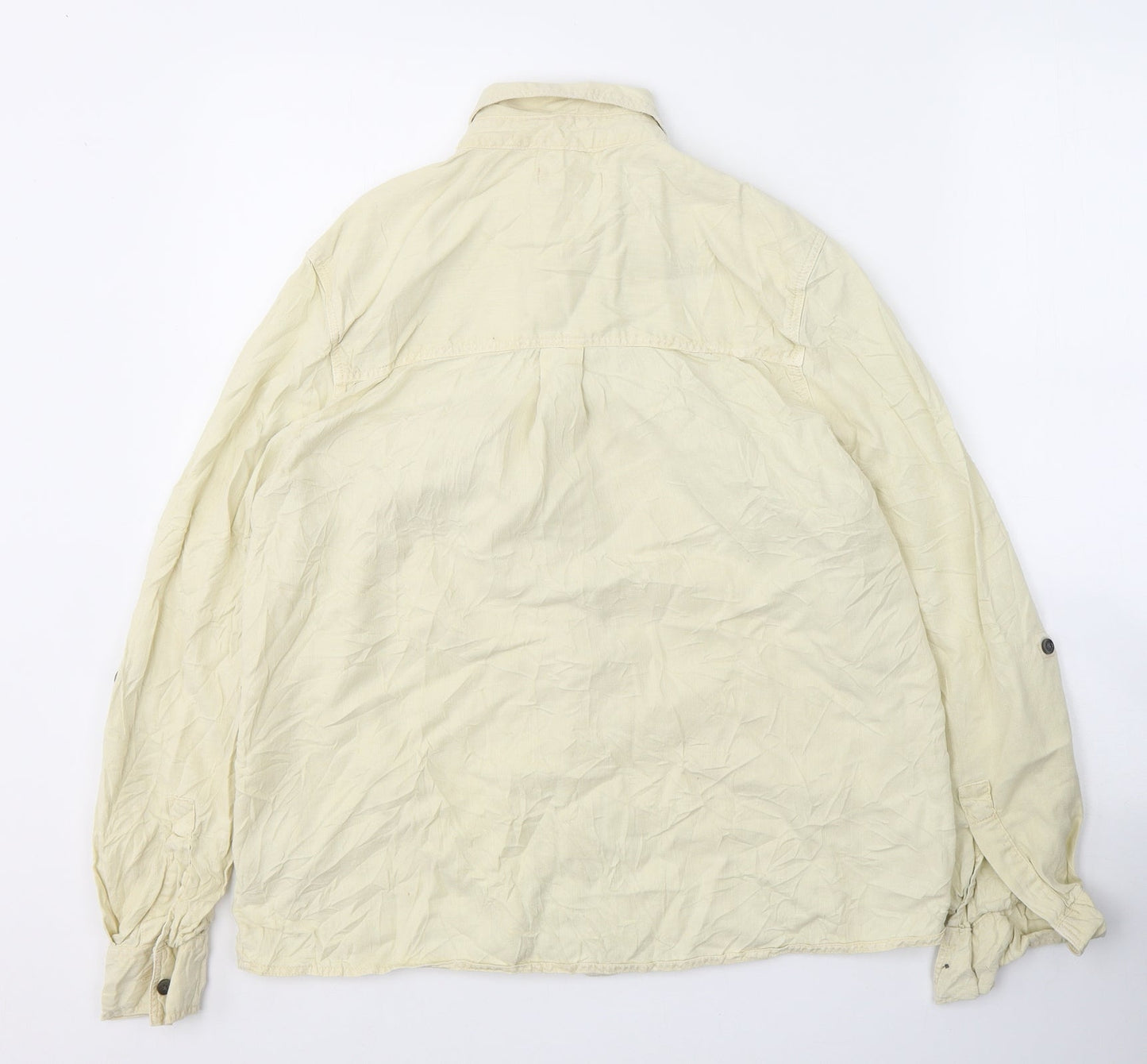 Topshop Womens Yellow  Viscose Basic Button-Up Size 14 Collared