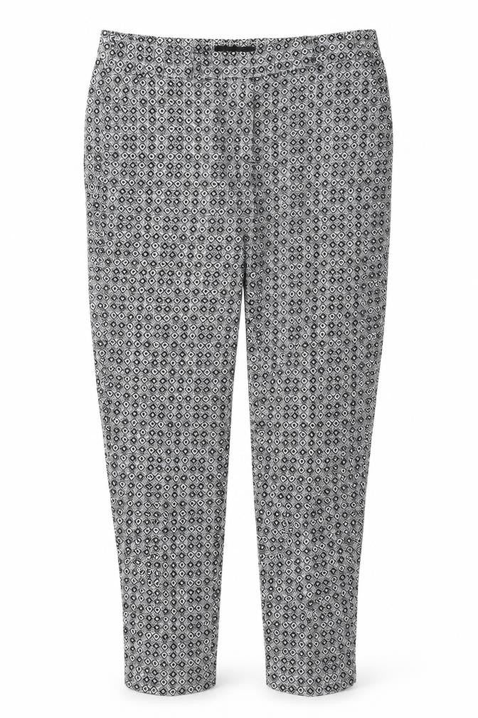 Atmosphere Womens White Geometric Polyester Trousers  Size 8 L26 in Regular Button