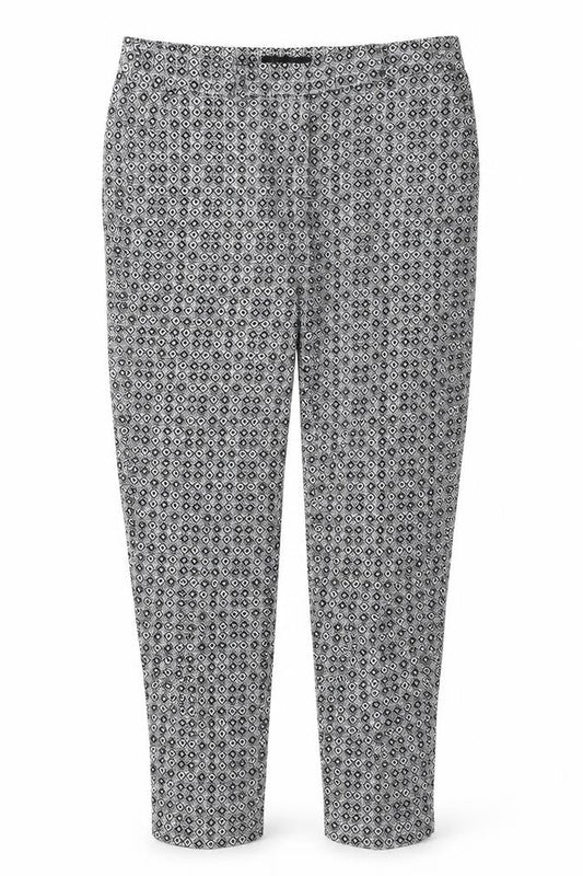 Atmosphere Womens White Geometric Polyester Trousers  Size 8 L26 in Regular Button