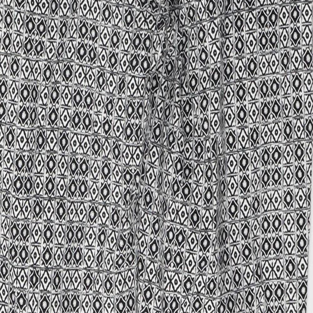 Atmosphere Womens White Geometric Polyester Trousers  Size 8 L26 in Regular Button
