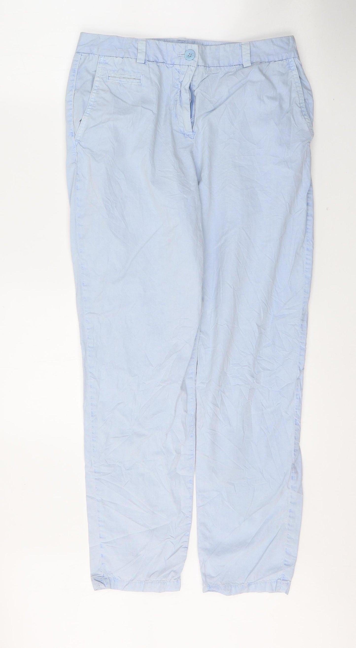 Marks and Spencer Womens Blue  Cotton Skinny Jeans Size 10 L28 in Regular Button