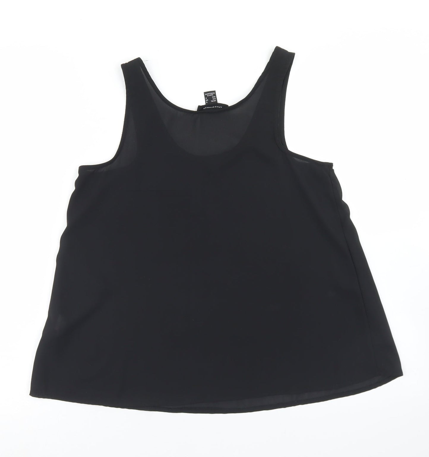 Atmosphere Womens Black  Polyester Basic Blouse Size 6 Round Neck