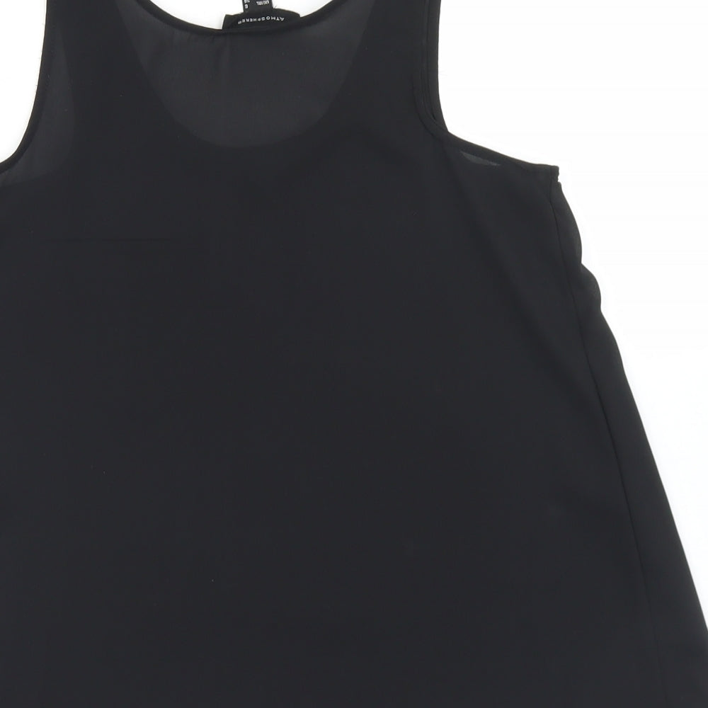 Atmosphere Womens Black  Polyester Basic Blouse Size 6 Round Neck