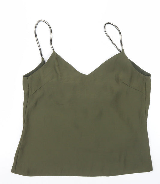 Goldie Womens Green  Polyester Camisole Blouse Size S Round Neck - Plunge Back