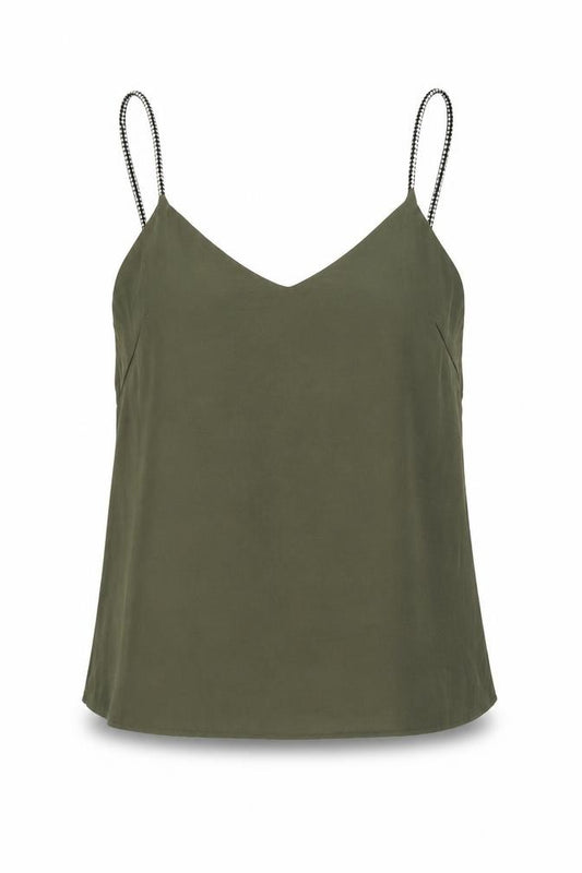 Goldie Womens Green  Polyester Camisole Blouse Size S Round Neck - Plunge Back