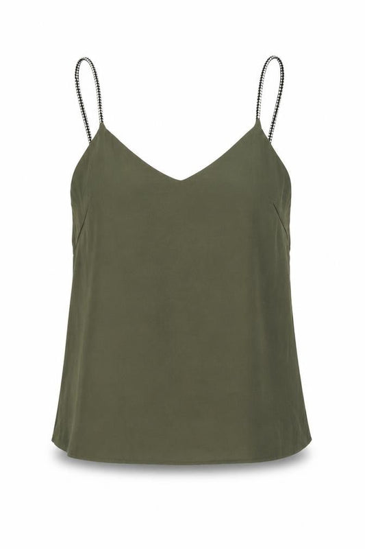 Goldie Womens Green  Polyester Camisole Blouse Size S Round Neck - Plunge Back