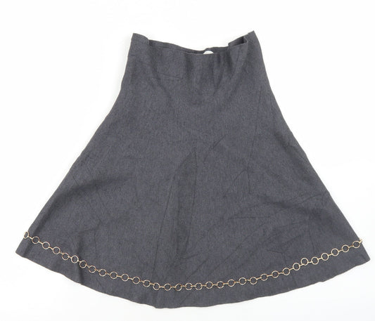 Zara Womens Grey  Viscose Skater Skirt Size S