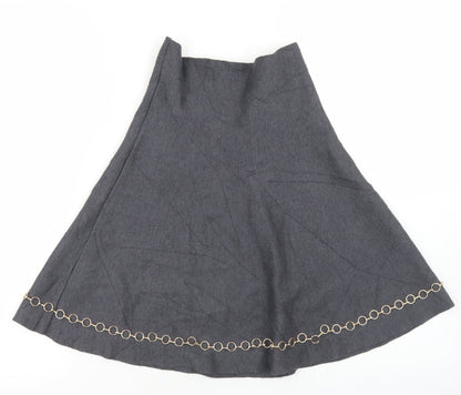 Zara Womens Grey  Viscose Skater Skirt Size S