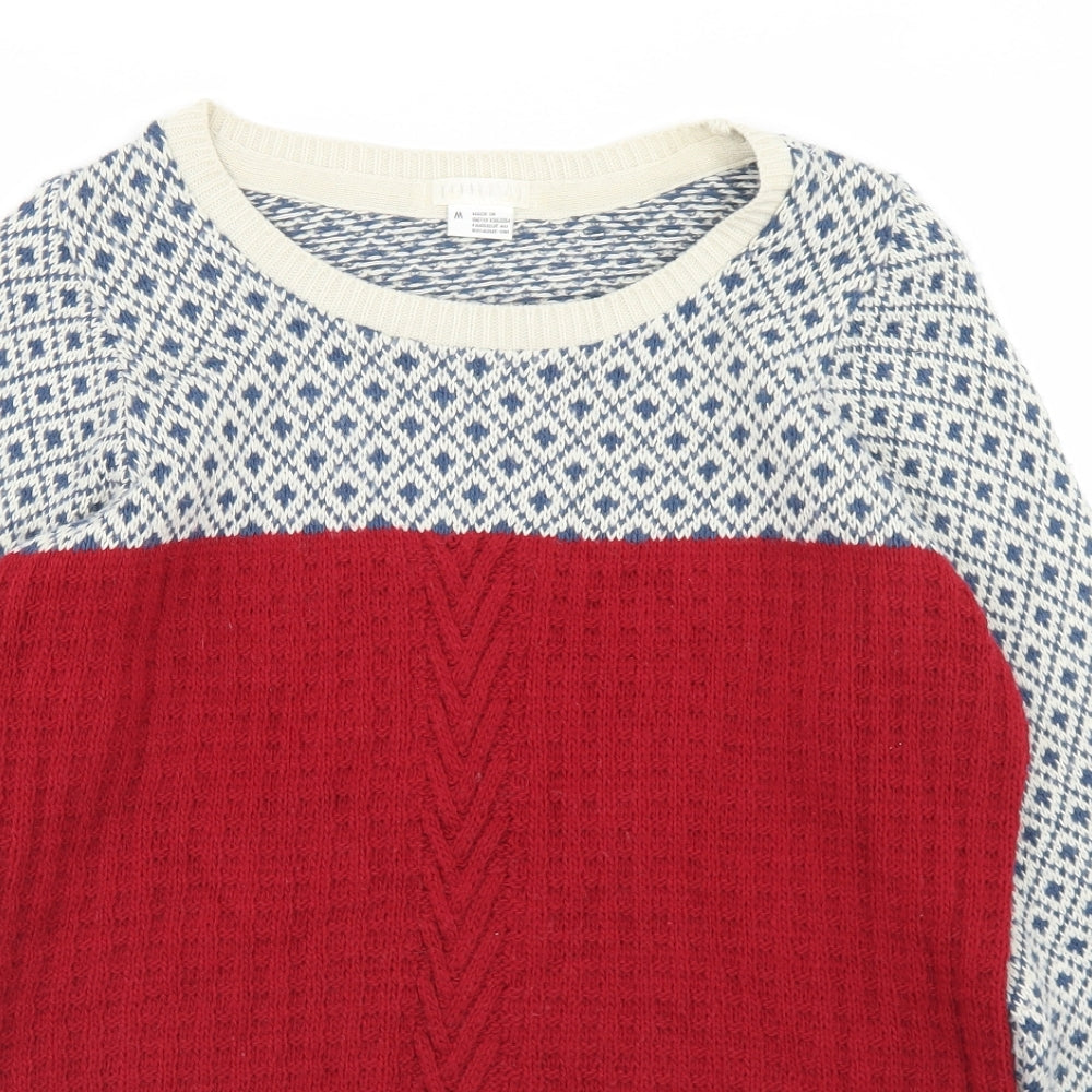 Cooperative Womens Multicoloured Round Neck Geometric Acrylic Pullover Jumper Size M