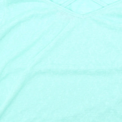 Paramour Womens Blue  Polyester Basic T-Shirt Size M Round Neck - Lace Trim lseeve