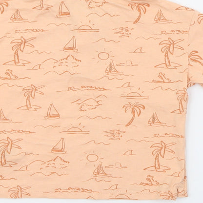 H&M Boys Orange Geometric Cotton Pullover Polo Size 3 Years Collared Button