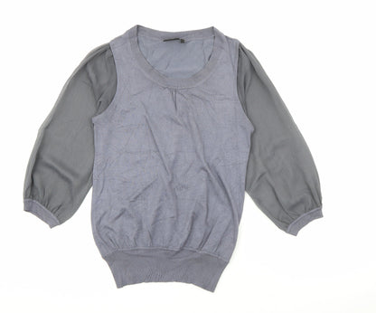 Next Womens Grey Scoop Neck  Viscose Pullover Jumper Size 10
