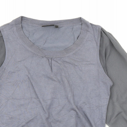 Next Womens Grey Scoop Neck  Viscose Pullover Jumper Size 10