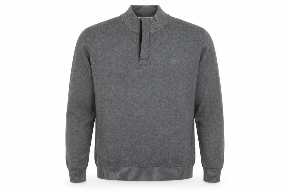 Maine Mens Grey High Neck  Cotton Pullover Jumper Size L