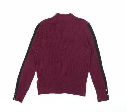 Marks & Spencer Womens Purple High Neck  Viscose Pullover Jumper Size 14