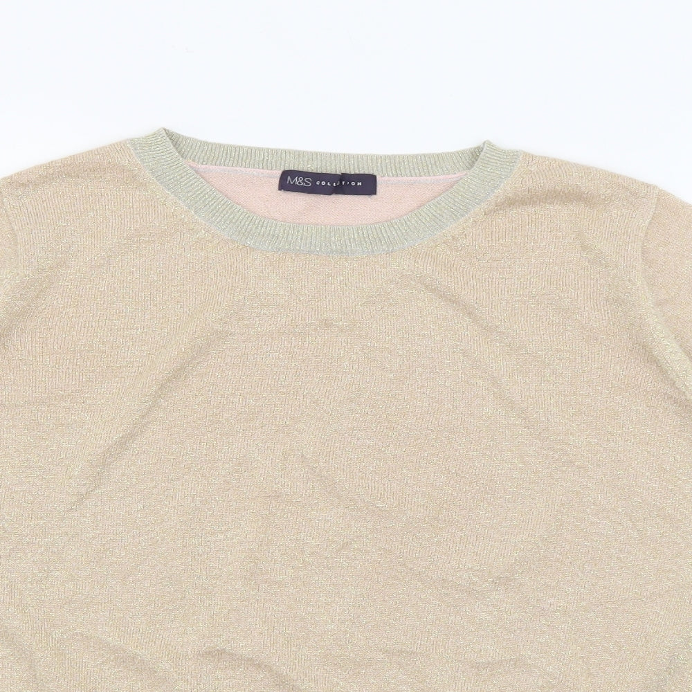 Marks and Spencer Womens Gold Crew Neck  Viscose Pullover Jumper Size L