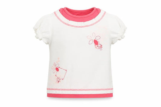 Dunnes Girls White  Cotton Pullover T-Shirt Size 2-3 Years Crew Neck