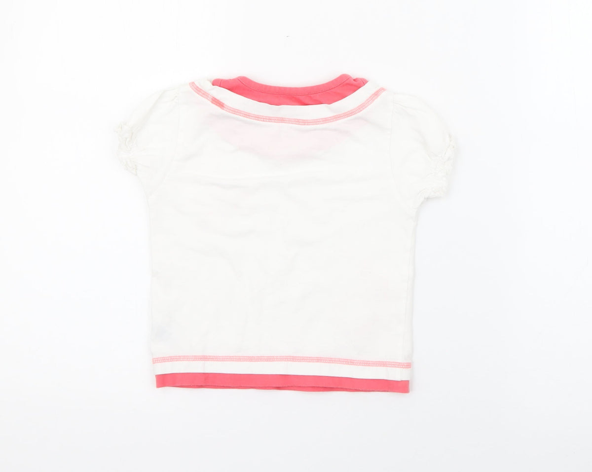 Dunnes Stores Girls White  Cotton Pullover T-Shirt Size 2-3 Years Crew Neck
